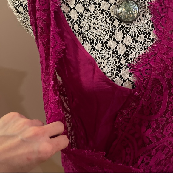 NWT FREE PEOPLE "HEART IN TWO" PINK LACE MINI DRESS XS - Picture 11 of 12